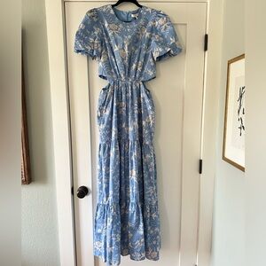 Wayf blue floral dress medium
